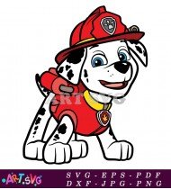 Dalmatian Puppy Firefighter Cartoon Character Illustration SVG 2