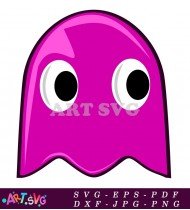 Pink Pacman Ghost Character Retro Arcade Game SVG