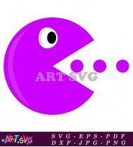 Purple Pacman with Three White Dots SVG