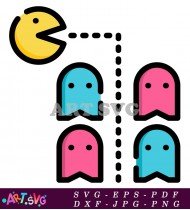 Pacman Ghost Family Retro Game Pixel Art SVG