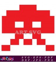 Pixel Art Red Space Invader Illustration SVG 5