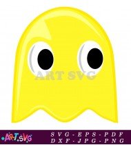 Yellow Ghost With Big Eyes Video Game Icon SVG