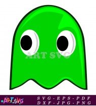 Green Ghost With Big Eyes Video Game Icon SVG