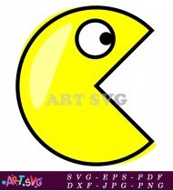 Yellow Pacman Mouth Open Video Game Icon SVG