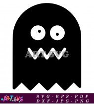 Black Pac-Man Ghost With Wavy Bottom SVG