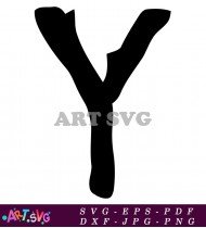 Bold Hand Drawn Y Black and White Letter SVG