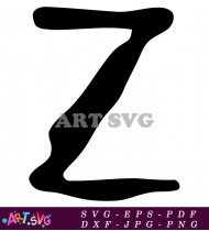 Black and White Hand Drawn Z Alphabet SVG