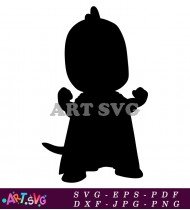 Superhero Boy Standing Silhouette Outline Clipart SVG