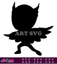 Silhouette Of Superheroes In Action Pose SVG