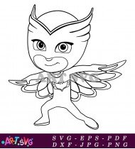 Owl Girl Pajama Hero With Wings And Mask SVG