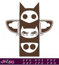 Superhero Totem With Cat And Owl Masks SVG