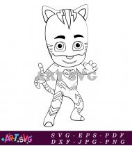 White Cat Boy Pajama Hero With Striped Suit SVG