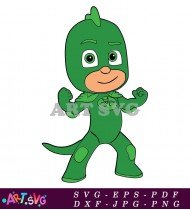 Cartoon Gecko PJ Masks Superhero Character SVG