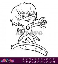 Superhero Girl with Moon and Star Design SVG