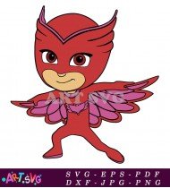 Red Owl Superhero Girl Cartoon Illustration SVG