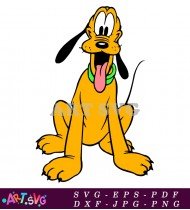 Cartoon Pluto Dog Sitting Down Cute Drawing SVG