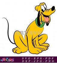 Cartoon Pluto Dog Sitting Illustration Vector SVG