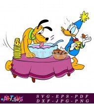 Pluto Eating Ice Cream With Friends SVG