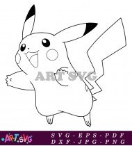 Black And White Line Pokemon Pikachu SVG