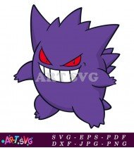 Purple Cartoon Pokemon With Red Eyes SVG