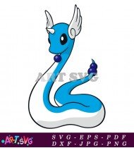 Blue Snake Pokemon with White Stripe and Purple Gem SVG