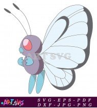 Butterfly Pokemon with Light Blue Wings and Gray Body SVG