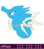 Blue Water Pokemon with Long Spikes and White Crest SVG