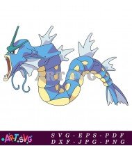 Blue Water Pokemon with Spiky Head and Yellow Horns SVG