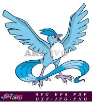 Blue and White Bird Pokemon with Long Tail and Sharp Beak SVG