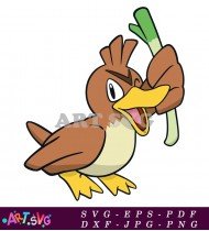 Brown Pokemon With Green Onion In Beak SVG