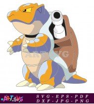 Orange And Blue Pokemon With Gun Shell SVG