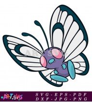 Pokemon Purple And Blue Butterfly Cartoon Character Design SVG