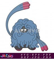 Pokemon Blue Fuzzy Creature Cartoon Character Design SVG