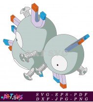 Grey Robot With Blue And Orange SVG