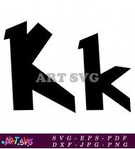 Black And White Cartoon Letter K SVG