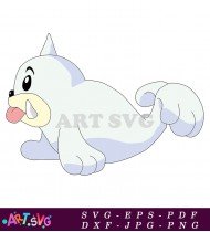 White Cartoon Pokemon With Blue SVG