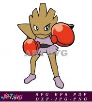 Brown Pokemon Illustration With Red Boxing Gloves SVG