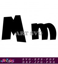 Black and White Letter M Illustration With Cartoon Style SVG