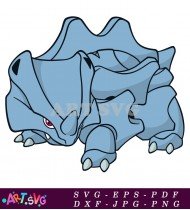 Blue Cartoon Illustration of a Rock Pokemon SVG