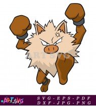 Brown Furry Pokemon With Red Angry Expression SVG