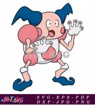 Pink Pokemon Illustration With Blue Shoes And Ears SVG