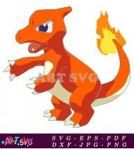 Cartoon Orange Pokemon Illustration With Fire SVG