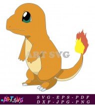 Cartoon Orange Pokemon Illustration With Fire Tail SVG 1