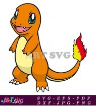 Cartoon Orange Pokemon Illustration With Fire Tail SVG 2