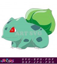 Cartoon Green Pokemon Illustration With Red Eyes SVG 1