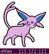 Espeon Psychic Pokemon With Elegant Fur Cartoon Illustration SVG