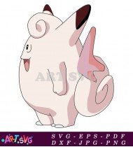 White Pokemon With Brown Ears And Big Eyes SVG