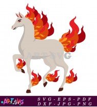 White Horse Pokemon With Fiery Mane And Tail SVG