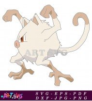 White and Brown Monkey Pokemon Cartoon Illustration SVG