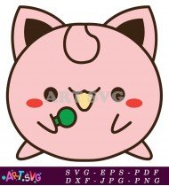 Pink Pokemon Jigglypuff Illustration SVG